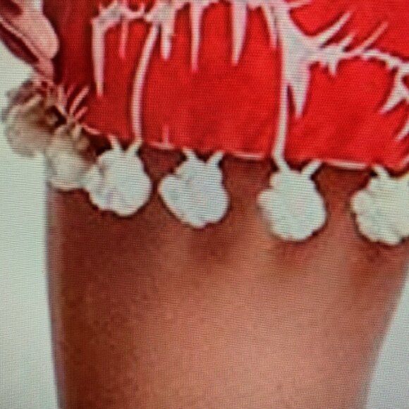 NEW Trina Turk Dress Pompoms Floral Coral Red White Lined Women’s 2 Pleasant NWT - Picture 2 of 16